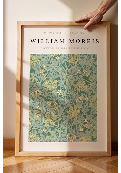 William Morris Golden Lily Çerçeveli Tablo- Sergi Afişi - Eklektik Tarz Duvar Dekoru