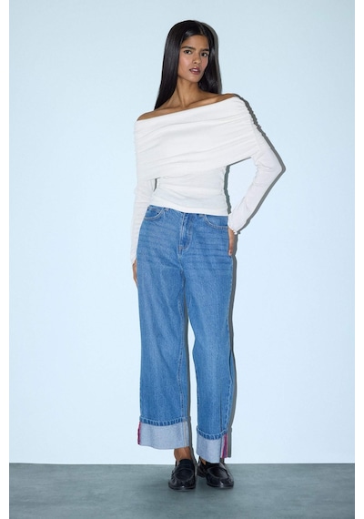 Defacto Slim Fit Omzu Açık Ribana Tişört G8072AX26SP
