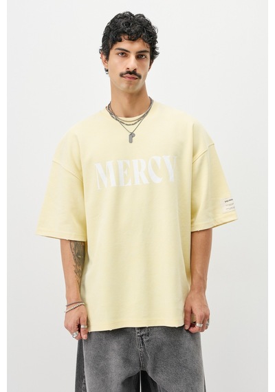 Vamos Baskılı Oversize Tişört V70-140 Sarı