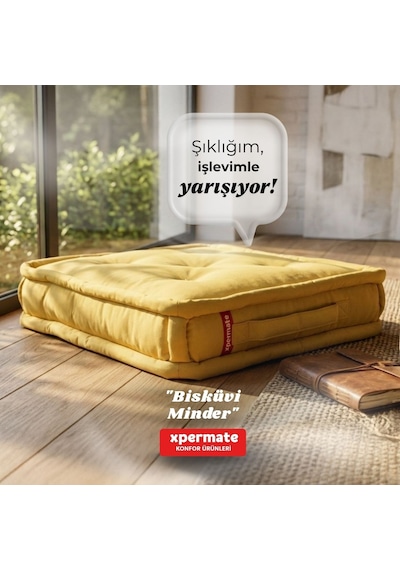Xpermate Bisküvi Minder Petek Önü Fransız 55x55x14 Hardal