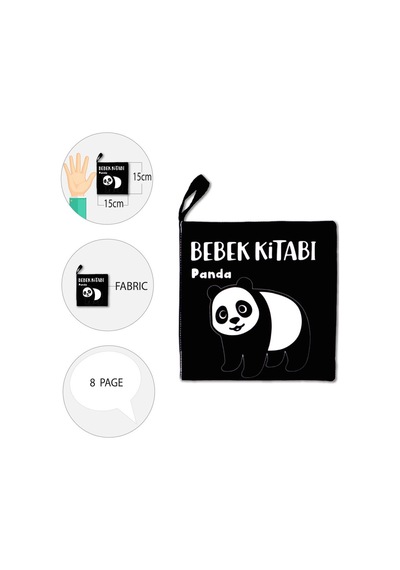 Tox Siyah Beyaz Vahşi Hayvanlar Kumaş Sessiz Kitap T138 - Bez Kitap