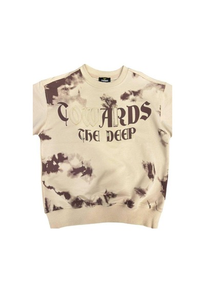 Carinos Erkek Çocuk Batik Desenli Coward Yazılı Sweatshirt-14847 Bej