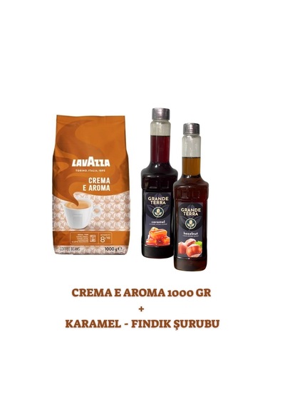 Lavazza Crema E Aroma 1000g + Grande Terra Karamel & Fındık Şurubu Seti 2x750 Ml Diğer