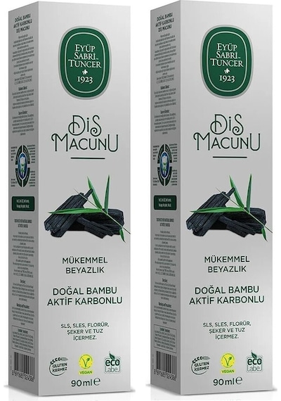 Eyüp Sabri Tuncer Doğal Bambu Aktif Karbonlu Beyazlatıcı Diş Macunu 90 Ml 2 Adet Beyazlık