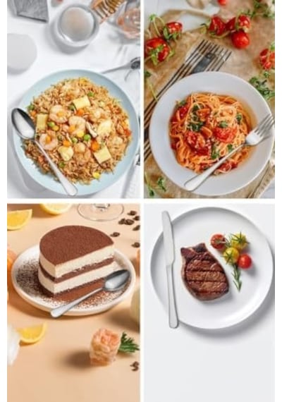 1010 Çelik 30 Parça 6 Kişilik Gri Yemek Kaşık Çatal Bıçak Seti Cin734by
