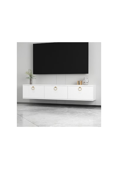 Max 150 Cm Duvara Monte Tv Ünitesi Tv Sehpası Beyaz - Altın Beyaz-beyaz