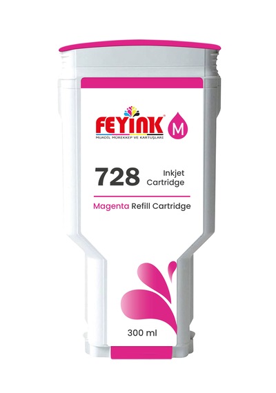 Feyink Hp 728 Magenta 300 Ml. Kırmız Mürekkep Dolumlu Kartuş
