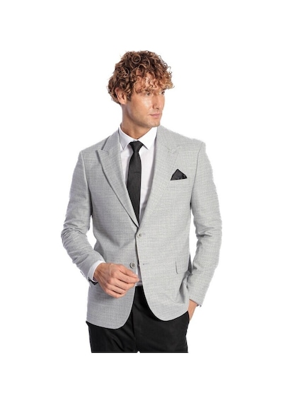 Wessi Desenli Slim Fit Gri Erkek Ceket 001