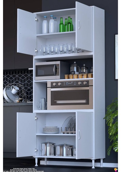 Bade 95 Cm Fırın Dolabı 4 Kapaklı Açık Raflı Çok Amaçlı Mutfak Kiler Dolabı Banyo Dolabı Boy Dolabı Beyaz Bade 95 Cm Fırın Dolabı 4 Kapaklı Açık Raflı Çok Amaçlı Mutfak Kiler Dolabı Banyo Dolabı Boy Dolabı Beyaz