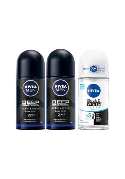 Erkek Roll On Deodorant Deep Dimension 72 Saat Anti-perspirant Koruma 50 Ml X2 Kadın Roll On Deodorant Invisible Pure 4