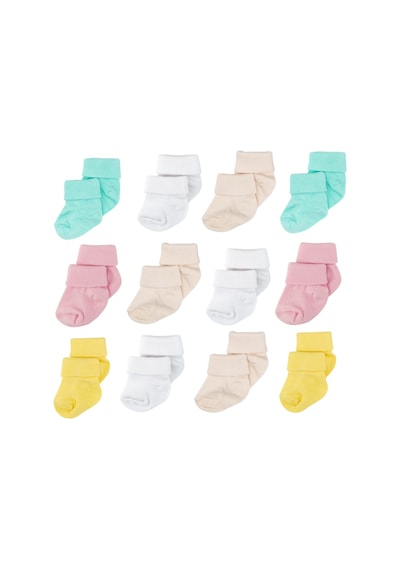 Novibaby 12'li Bambu Yenidoğan Bebek Çorap I Fresh I Kız Erkek Bebek Çorabı Çok Renkli