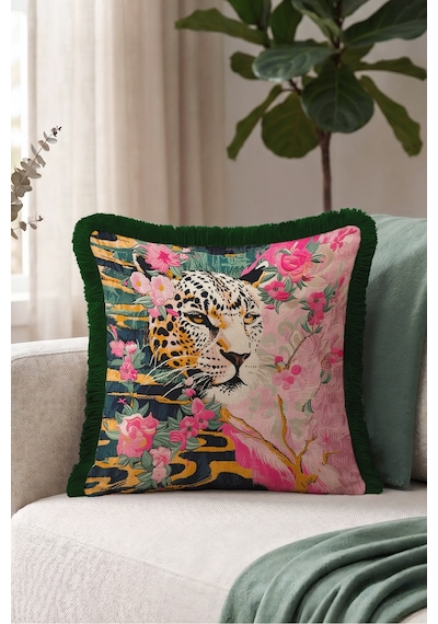Egzotik Leopar Çiçekli Desenli Saçaklı Yastık Kılıfı - Tropikal Pembe Gri Püsküllü Kırlent Kılıfı Gizli Sahil Aura Egzotik Leopar Çiçekli Desenli Saçaklı Yastık Kılıfı - Tropikal Pembe Gri Püsküllü Kırlent Kılıfı Gizli Sahil Aura