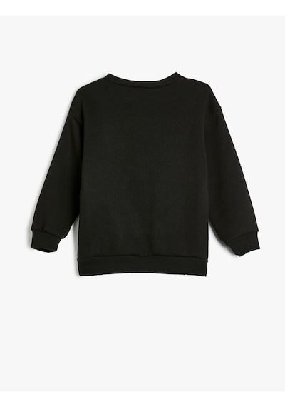 Koton Oversize Basic Sweatshirt Uzun Kollu Bisiklet Yaka Şardonlu Siyah 5wkb10571tk Siyah