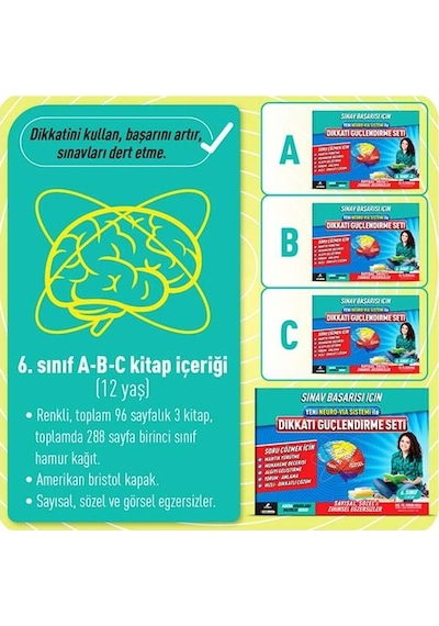 Yeni Neuro-Via Sistemi İle Dikkati Güçlendirme Seti 6.Sınıf 12 Yaş - Osman Abalı - Adeda