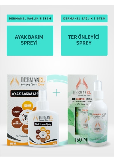 Dermanel Ayak Bakım Spreyi 100 ML + Dermanel Ter Önleyici Sprey 150 ML