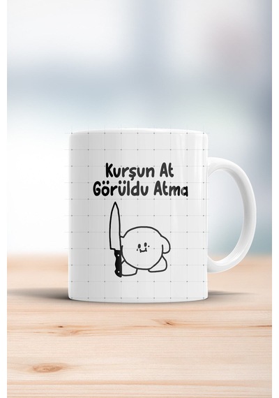 Kurşun At Görüldü Atma Kupa Bardak Beyaz
