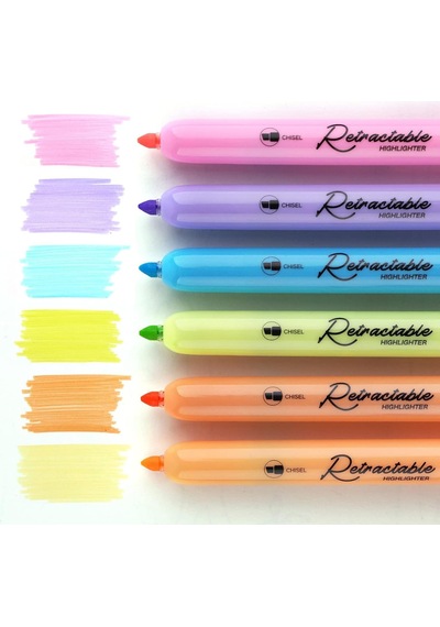 Tr Highlighters Fosforlu Kalemler 6'li Set - Geri Çekilebilir Tasarım Pastel Renkler Genel