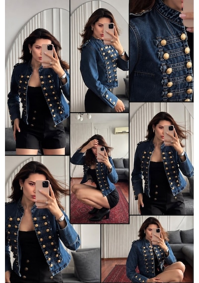 Zdnjeans Gold Düğme Detaylı Denim Ceket Mavi