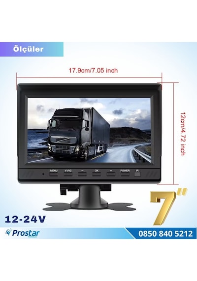 Kayıtlı 7 İnç Ahd Analog 4 Kanal Full Hd Quad Araç Monitörü Rca Bağlantılı 12-24v
