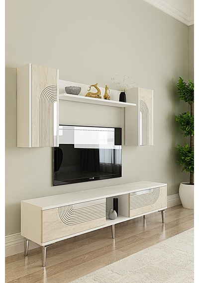 Tvr1502bts Meyra Tv Ünitesi Takımı Beyaz-traverten-silver 150cm