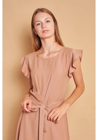 Jument Krep Kumaş Hafif Likralı Kayık Yaka Kolları Volanlı Beli Bağcıklı Eteği Kiloş Ofis Elbise-camel Camel Jument Krep Kumaş Hafif Likralı Kayık Yaka Kolları Volanlı Beli Bağcıklı Eteği Kiloş Ofis Elbise-camel Camel