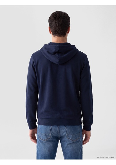 Lcwaıkıkı Classic Lacivert Kapüşonlu Erkek Fermuarlı Sweatshirt