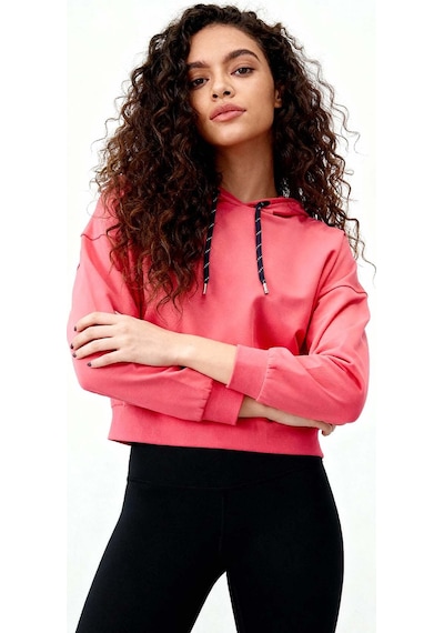 Tommy Life Fuşya Uzun Kol Rahat Form Kapüşonlu Kadın Sweatshirt - 97115 Fuşya
