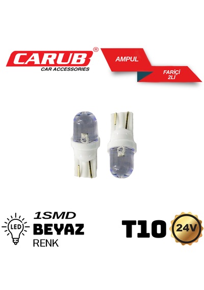 Carub 24volt Dipsiz T10 Led Ampul 1smd Beyaz