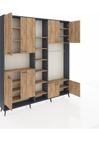 Arges Dolap 18 Raflı 8 Kapaklı Tek Askılı 220x30x243 Antrasit-çam/çam Atlas Çam/atlas Çam Arges Dolap 18 Raflı 8 Kapaklı Tek Askılı 220x30x243 Antrasit-çam/çam Atlas Çam/atlas Çam