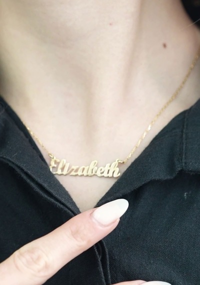 Gotik Font Kişiye Özel Altın İsimli Kolye - 14 Ayar Sarı