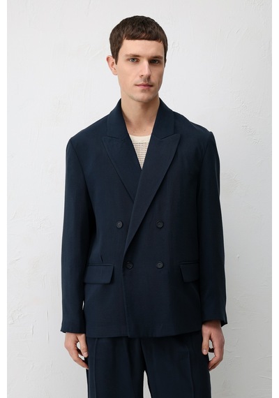 Antioch Modal Karışımlı Relaxed Fit Erkek Blazer Ceket Lacivert