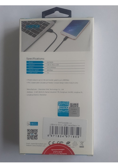 Choetech Smt0009-BK-V2 2.4A Micro USB Hızlı Şarj Ve Data Kablosu 100 CM