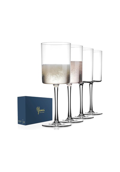 's Kare Şarap Kadehleri 4'lü Set, Kristal Saplı Modern Şarap Kadehleri 16 Oz, Uzun İnce Kenar, Kırmızı Ve Beyaz Diğer