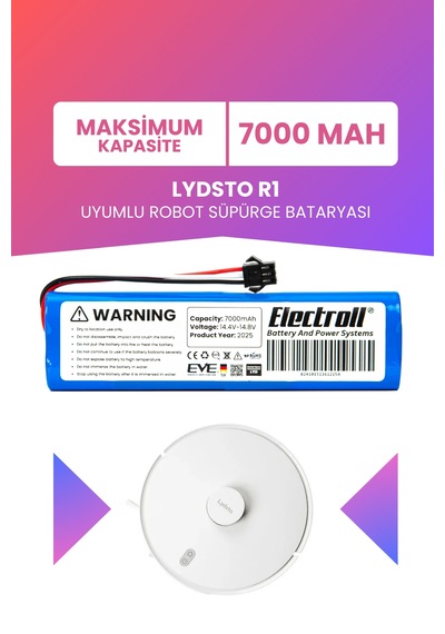 Lydsto R1 Vacuum Uyumlu Batarya Maksimum Kapasite 7000mah