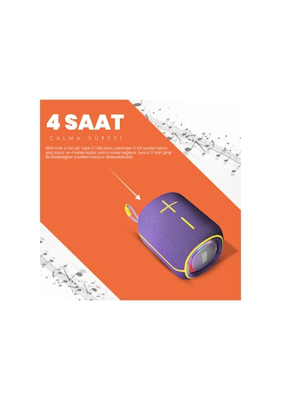 Moodix Kı23ksv6 Bluetooth Hoparlör Mor 10w Ipx6 Suya Dayanıklı