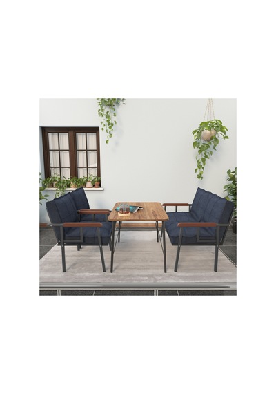 Mygusi Modern Balkon, Bahçe, Cafe - Metal Kanepe Koltuk Takımı - 2+1+1 60x90 Cm Masalı - Lacivert Mygusi Modern Balkon, Bahçe, Cafe - Metal Kanepe Koltuk Takımı - 2+1+1 60x90 Cm Masalı - Lacivert