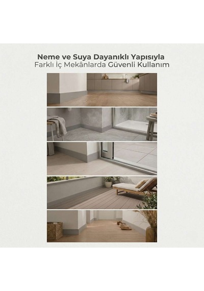 Espumo Kompozit Süpürgelik 8 cm Koyu Gri | Suya Dayanıklı Parke Duvar Süpürgelik 2,40 m ESP203