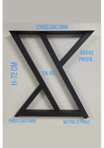 1 Takım Z Masa Ayağı - 65x72 Cm Siyah