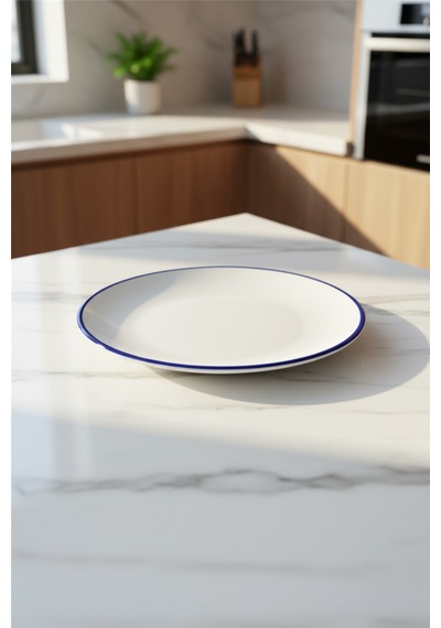 6'lı Valencia Servis Tabağı 27cm Rim Lacivert Rinart Krem