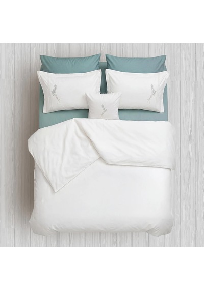 Snowdrop Nakışlı 7 Parça Çift Kişilik Nevresim Takımı Adaçayı Yeşili-yumuşak Beyaz