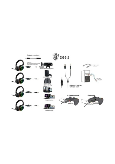 Gm-019 Akz 3d Oyuncu Kulaklığı Kablolu Işıklı Stereo Rgb Usb Işıklı Kablolu Oyuncu Prof Gamer