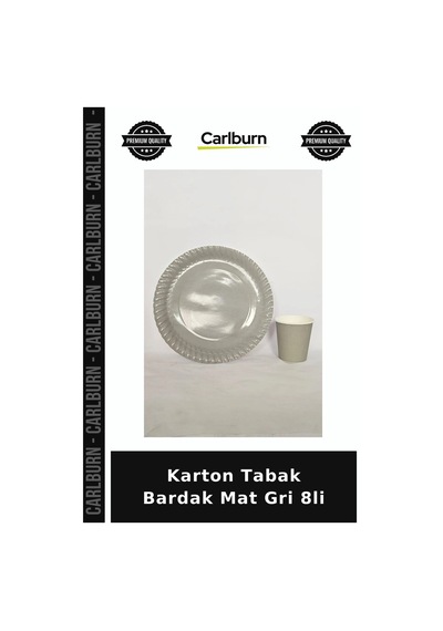 Özel Üretim Karton Tabak Bardak Mat Gri 8li Masa Ziyafet Etkinlik
