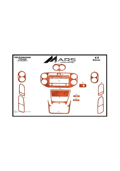 Volkswagen Tiguan Torpido Kaplama 2007-2010 20 Parça Maun