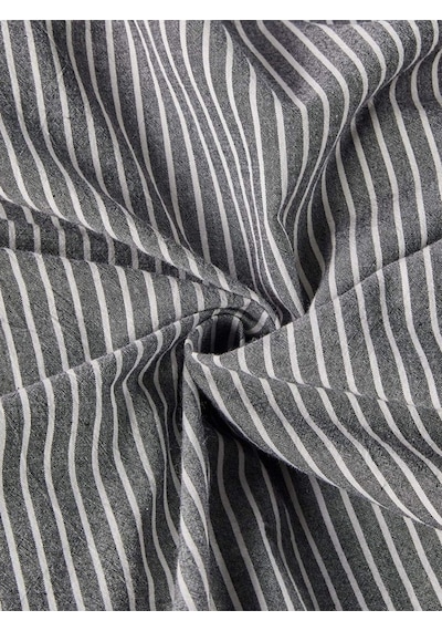 Caqqa Line Striped Naturel Pamuk Çift Kişilik Nevresim Takımı Antrasit