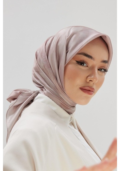 Silk Home Desenli Shiny Eşarp - 8647 - Pudra - Pudra