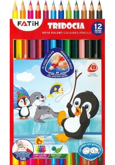 Fatih 33250 Kuru Boya Tridocia Üçgen Mercanlı 12 Renk