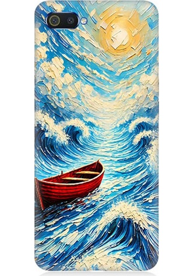 Realme C2 Uyumlu Fırtınada Kırmızı Sandal Desenli Silikon Kılıf Çok Renkli