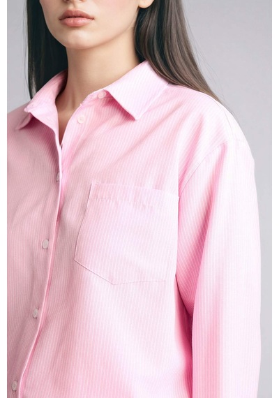Defacto Oversıze Çizgili Oxford Gömlek G9806ax26sppn666 Pembe-pn666