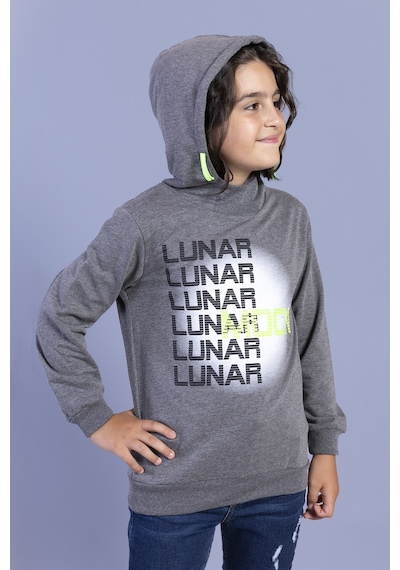 Toontoy Kids Toontoy Erkek Çocuk Kapüşonlu Baskılı Sweatshirt Antrasit Melanj