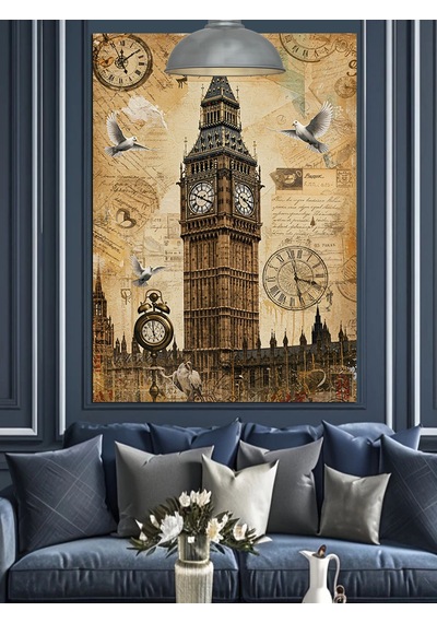 Londra Big Ben Saat Kulesi Dekoratif Kanvas - Mdf Ahşap Tablo